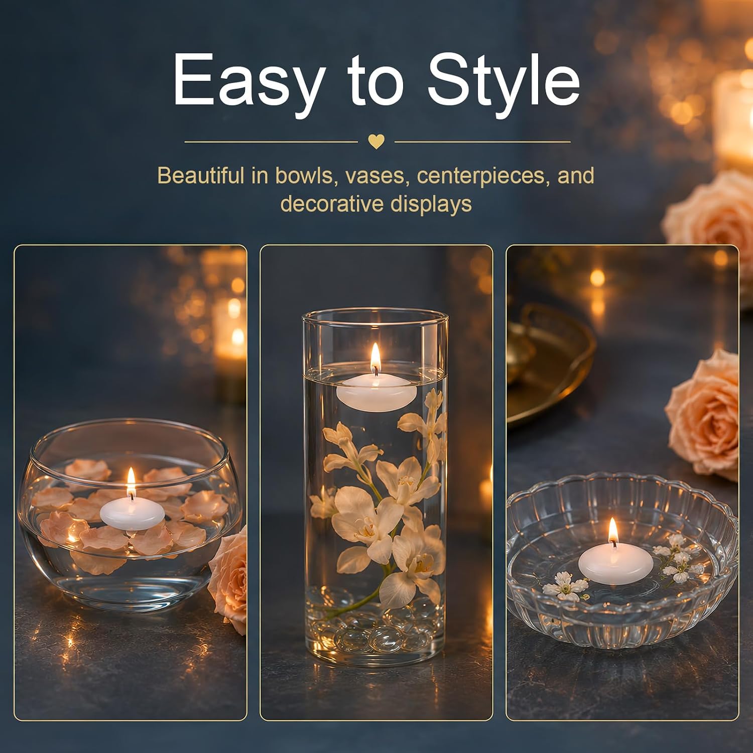 Floating Candles White Mini 25pcs Smokeless Paraffin Wax for Parties