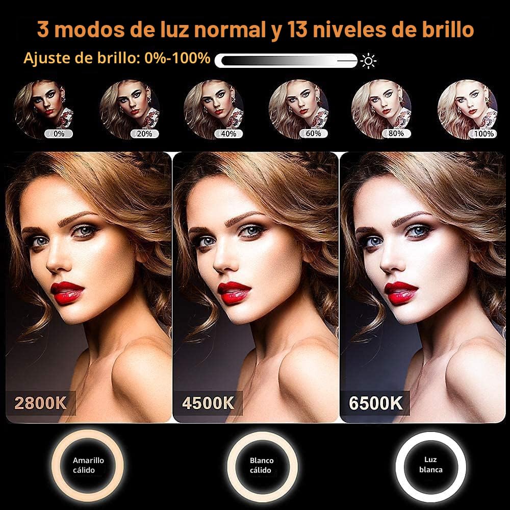11.5'' Aro De Luz con Tripode Alto, GerTong Ring Light con 40 RGB Mode 13 Brillo para Móvil Youtube Maquillaje, Anillo de Luz LED con Control Remoto para Selfie Fotografía