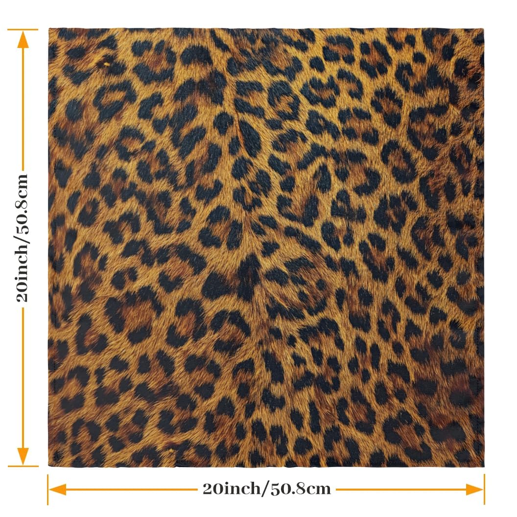 Cloth Napkins Set of 6 Leopard Dinner Napkins Set 20 x 20 Inch Washable Reusable Table Napkin, Table Decor for Kitchen Festival Holiday