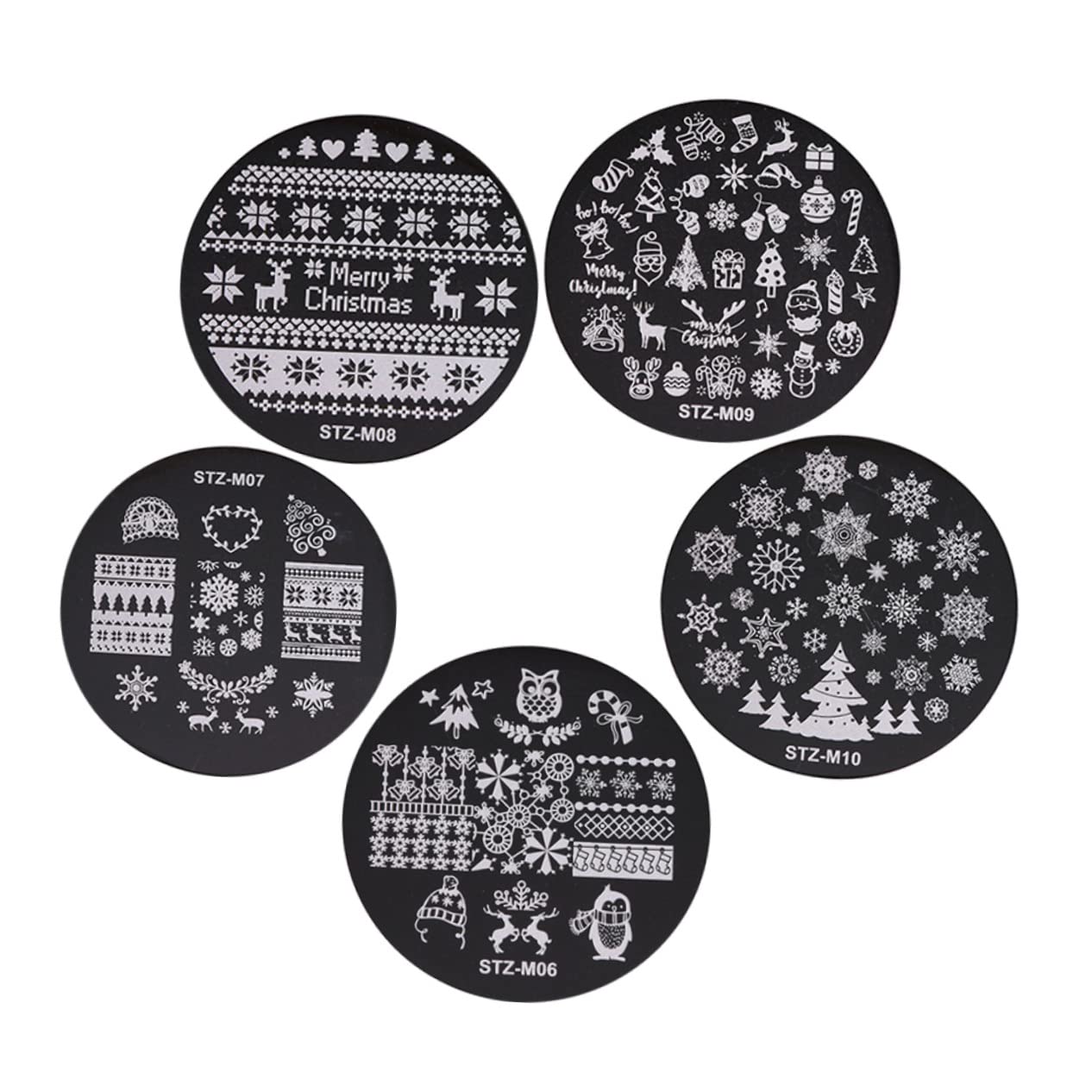 ABOOFAN 5pezzi Stampi per Unghie Natalizie in Metallo Lucido Kit di Stamping per Nail Art Template di Modelli
