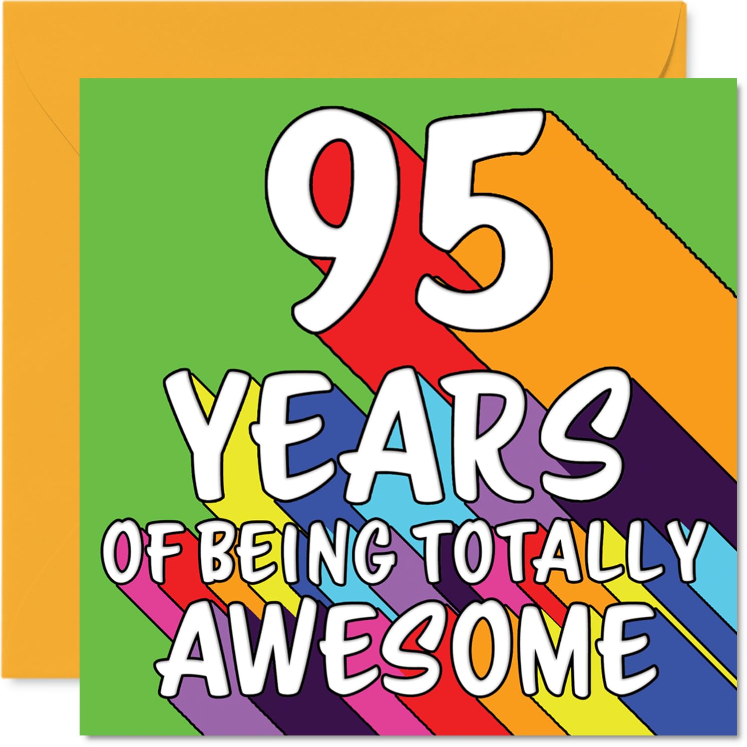 95th Birthday Cards for Women Men - Rainbow Awesome - Happy Birthday Card for 95 Year Old Woman Man Grandma Nan Dad Husband, 145mm Bday Greeting Cards