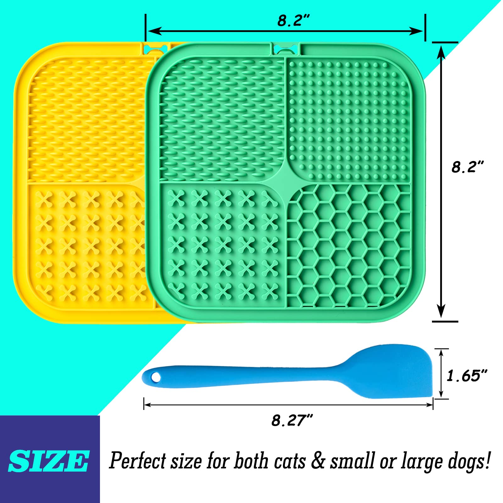 Kwispel Lick Mat for Dogs, Large Dog Lick Mat with Suction Cups for Anxiety, Peanut Butter Dog Licking Mat Slow Feeder Dispensing Treater Lick Pad for Dogs Cats Grooming Bathing and Training (Green) 3