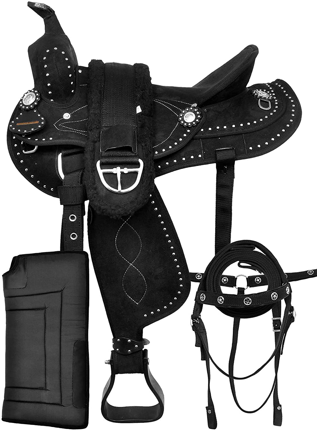 Classic Quality Handmade Western Synthetic Lightweight Comfort Barrel Racing Trail Tack Equestrian Horse Saddle All Accessories Included Size 10-18 inches Seat Available