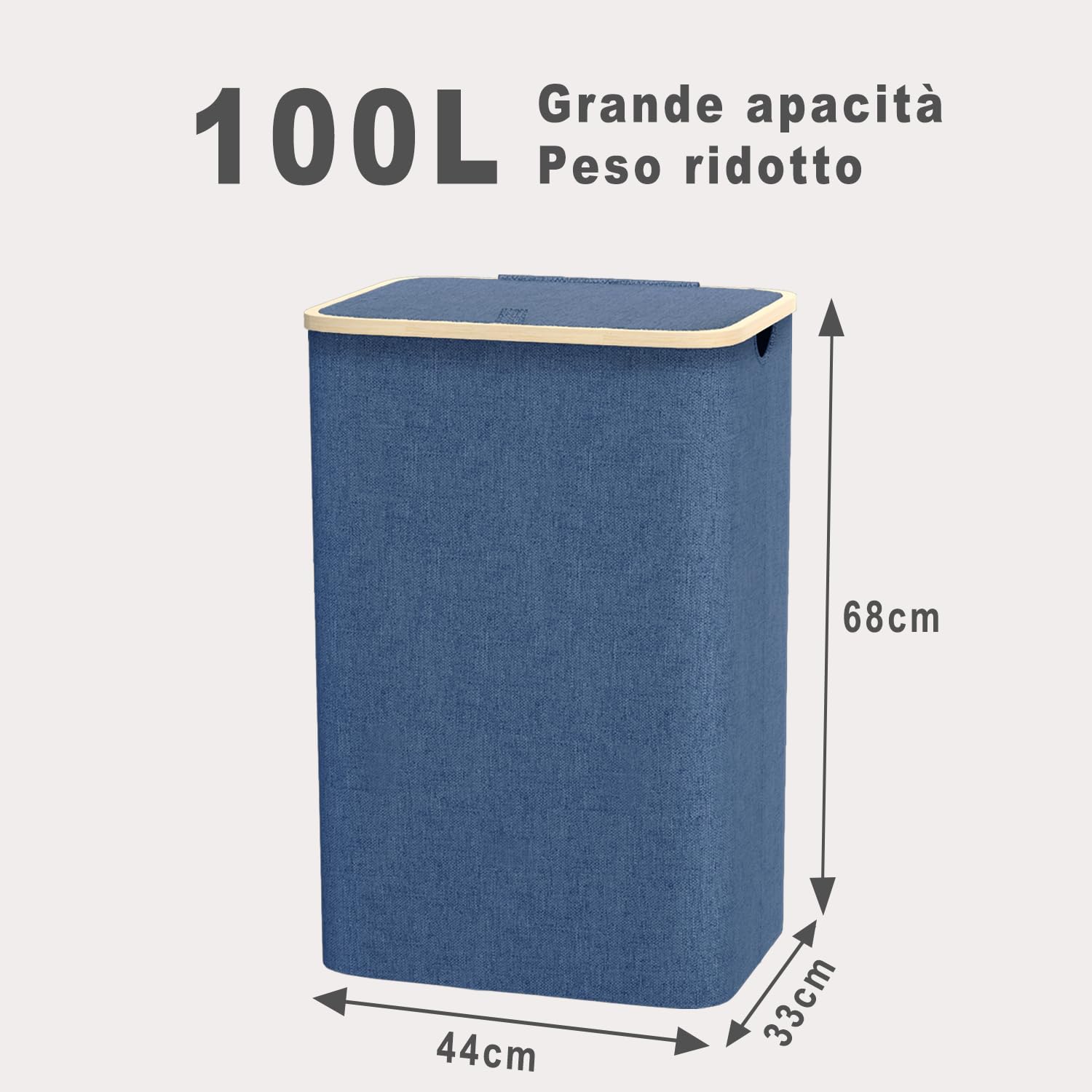 Cesto Portabiancheria Pieghevole In Feltro Con Manici In Pelle - Grande 43x25x30 Cm