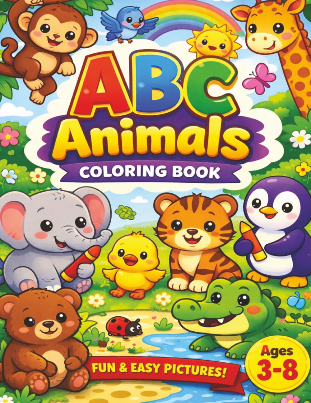 ABC Animals Coloring Book: An Adorable A to Z Adventure for Little Artists | Wildly Cute Creatures | 8.5 x 11 inches | 26 pages | Perfect for ... | Great for Learning or Practicing Letters!