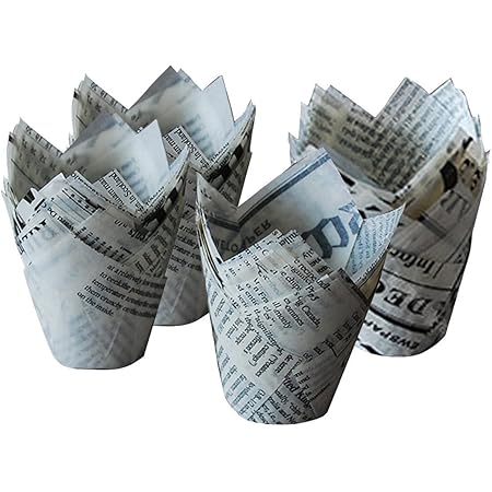 Tininna Lot De 50 Caissettes En Papier Pour Cupcakes Pour Four De Type Papier Journal Effet Vieux Motifs 100 Pcs Amazon Fr Cuisine Maison
