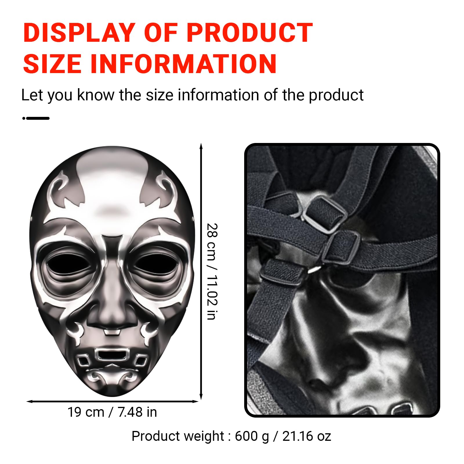 Máscara de devorador de muerte para cosplay 3D, máscara de calavera aterradora, fiesta de máscaras, disfraz de Halloween, accesorios de resina de terror, regalos de vacaciones 5