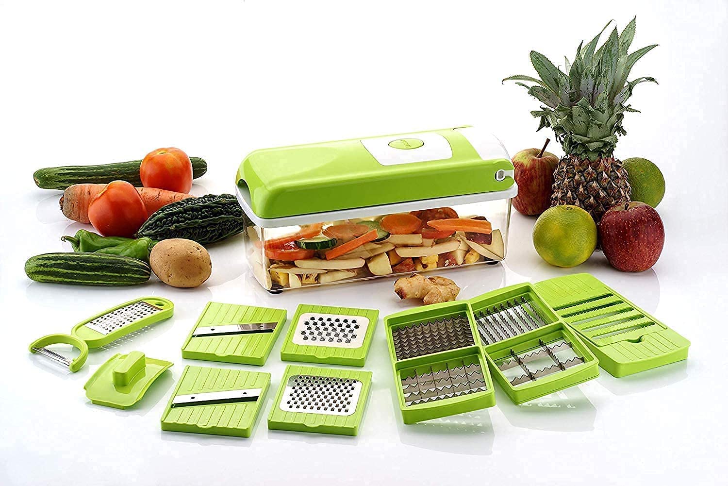 Aavad-Khodal EnterprisePlastic Advance 12 in 1 Multi-Purpose Vegetable and Fruit Grater Chopper Set