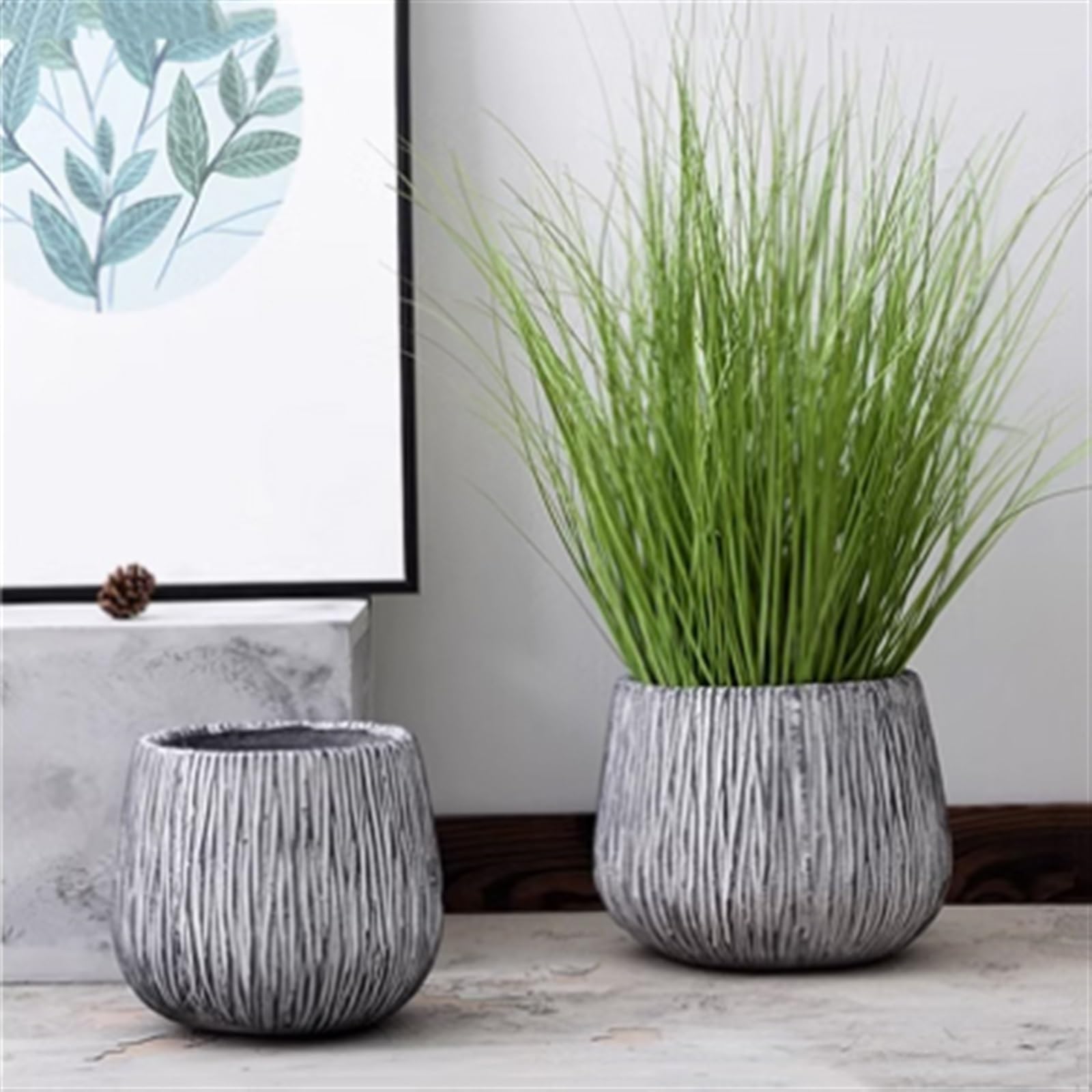 Doniczki na kwiaty Doniczki na rośliny Kamienny wzór Cement Proste okrągłe doniczki Podłoga do salonu Duża zielona uprawa roślin Dekoracja Donice Doniczka (Size : XL)