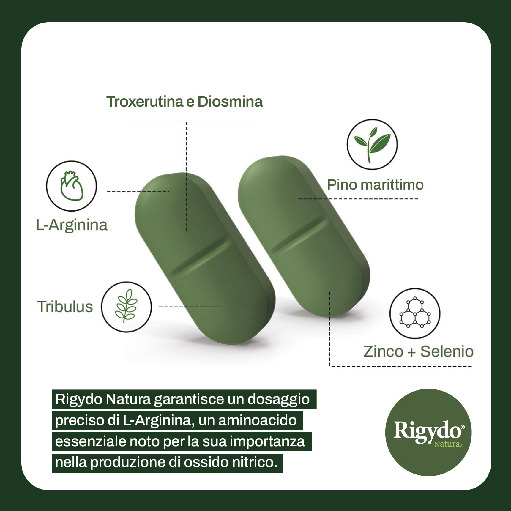 Rigydo® Natura - Integratore Uomo Premium | Benessere e vitalità maschile | Con Tribulus, L-Arginina, blend brevettato, Zinco e Selenio - 30 compresse