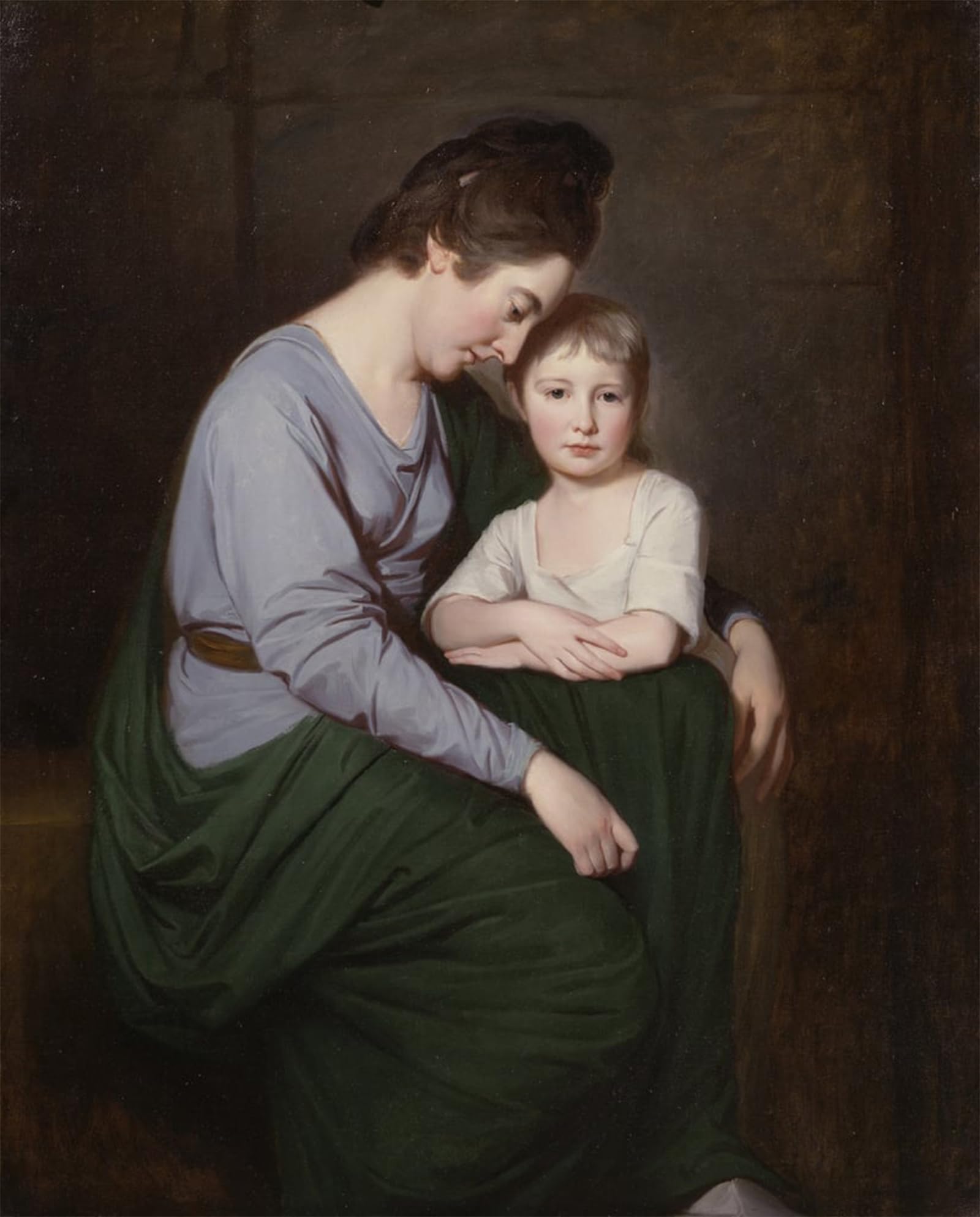 POSTERIIk Vintage Classic Picture Landscape Artwork Annwith Her Daughter Sybill by George Romney Portrait Canvas Painting for Office Home Decor 60x90cm