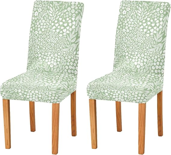CHIFIGNO Spring Sage Green Plants Parsons Chair Slipcovers for Dining