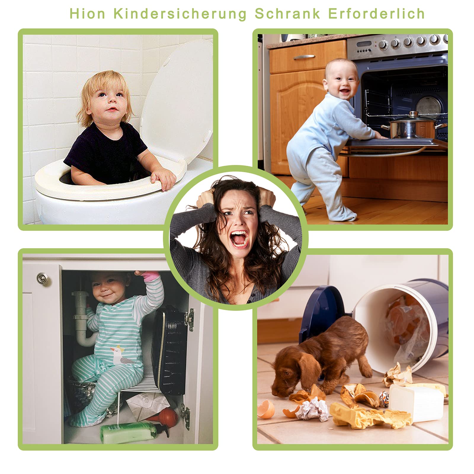 Hion 6 Pezzi Sicurezza Cassetti Bambini, Bambini Chiusure Sicurezza per Armadietto,Cassetto,Armadio,Frigorifero, Blocca Cassetti per bambini con 3M Adesivo Nessun Trapano Necessarioc - Bianca