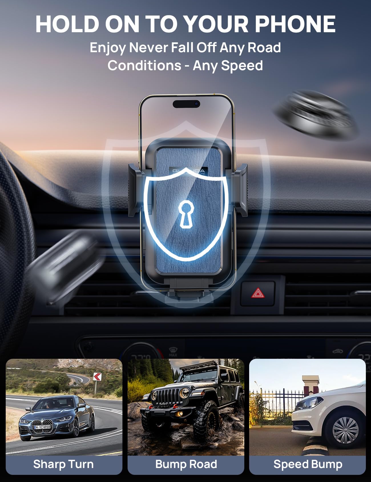 Support Telephone Voiture Tableau De Bord, Porte Portable Voiture Ventouse Solide Pare-Brise, Support Téléphone Voiture Silicone Antidérapant, Attache Voiture Rotatif Pour iPhone Smartphones Bleu