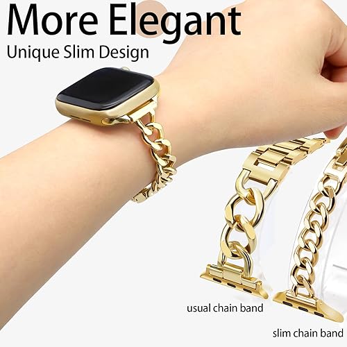 Miniatura 3 de Correa delgada de oro para mujer, femenina y elegante, compatible con Apple Watch de 1.49, 1.57, 1.61, 1.65, 1.73 y 1.77 pulgadas, correa de metal
