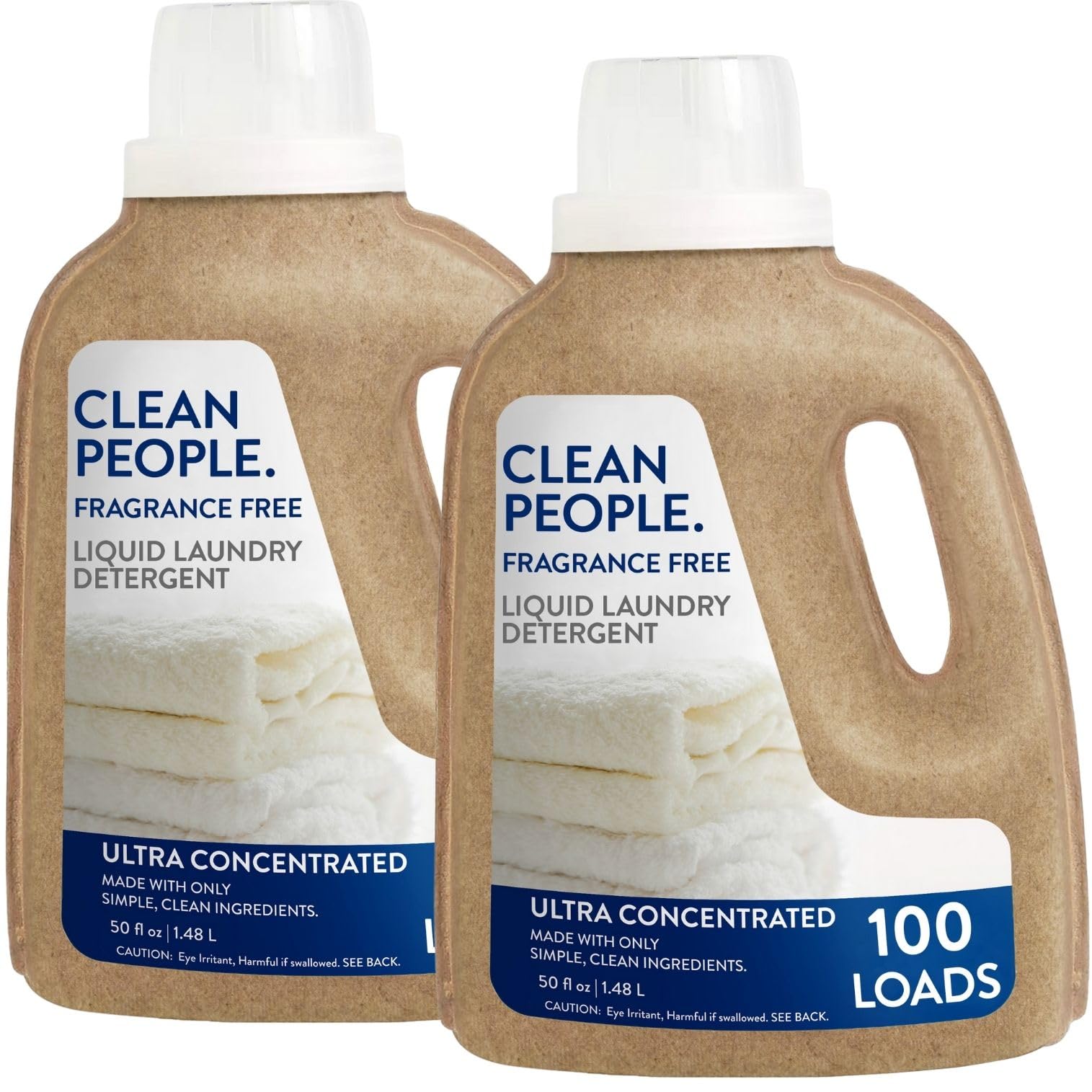 The Clean People Liquid Laundry Detergent - Recyclable Packaging, Stain Fighting - Ultra Concentrated, Laundry Soap - Fragrance Free, 50 fl oz (2 Pack)