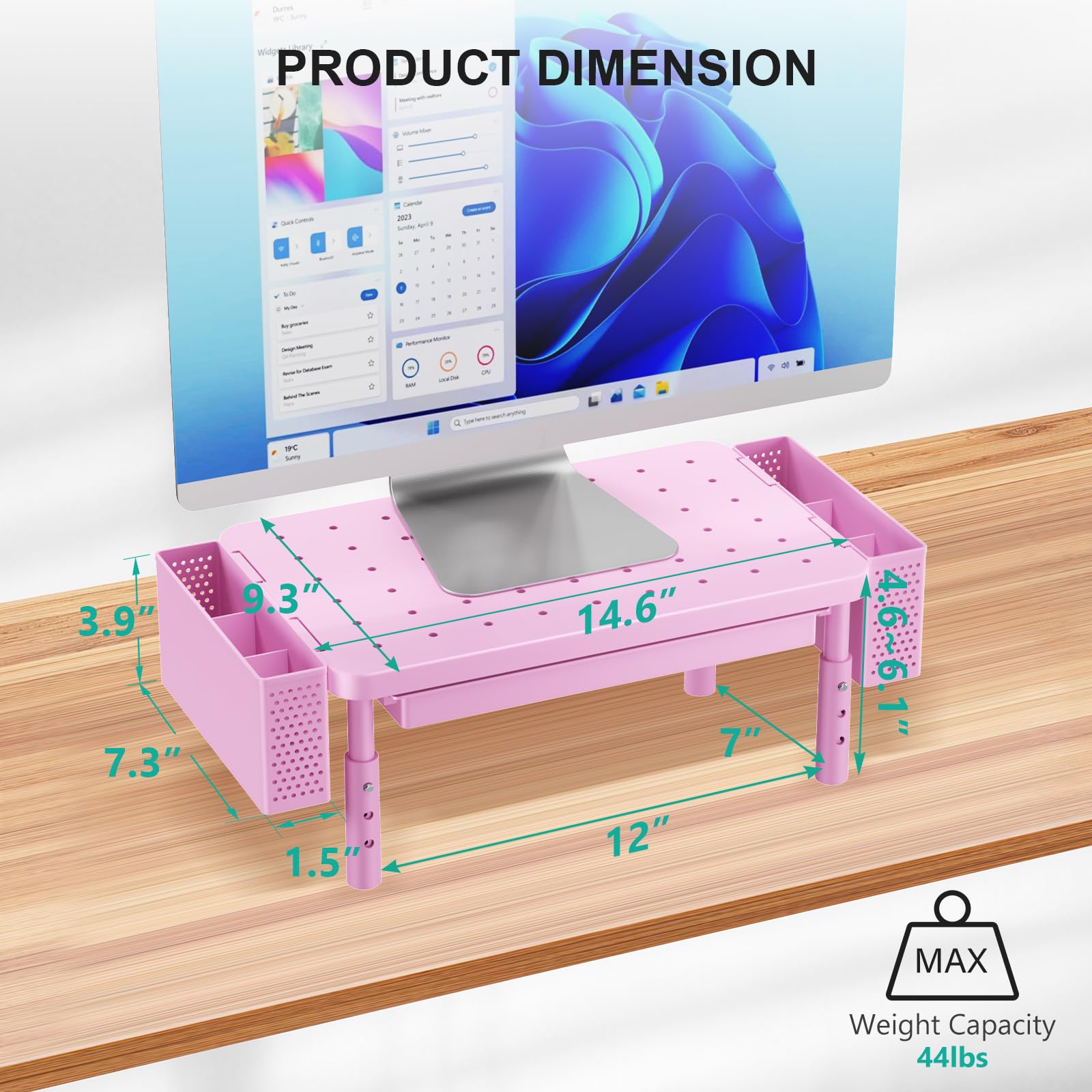 WALI Computer Monitor Stand with Storage and Pen Holder view 7
