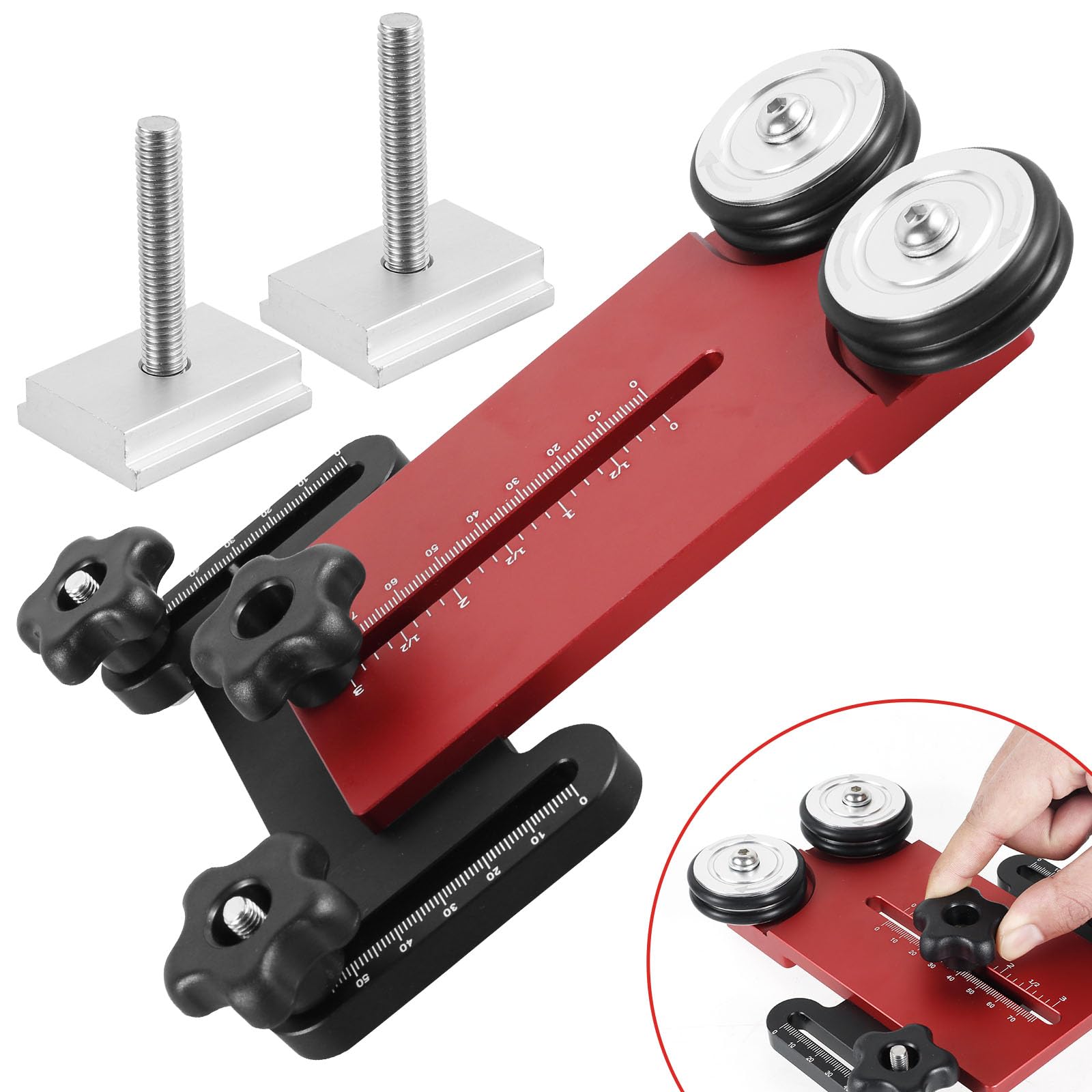 Double Wheel Bearing Stock Roller For Table Saw – Aluminum Alloy Featherboard With Sliding Blocks, Height Adjustable