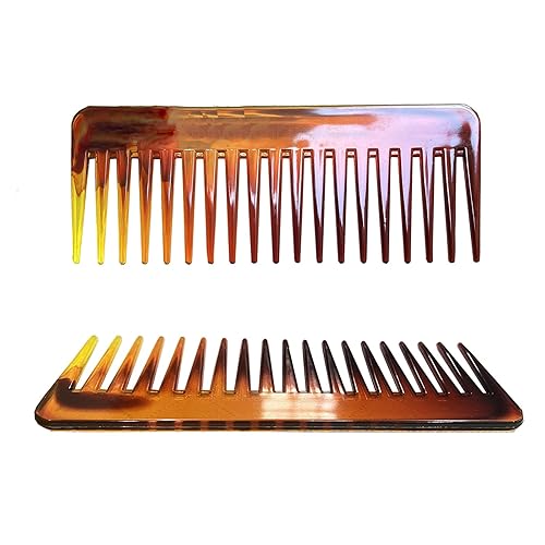 Miniatura 3 de 2 peines de dientes anchos, peine desenredante de cabello grande de 6.3 pulgadas, peine de ducha para cabello rizado, cabello húmedo y seco, sin