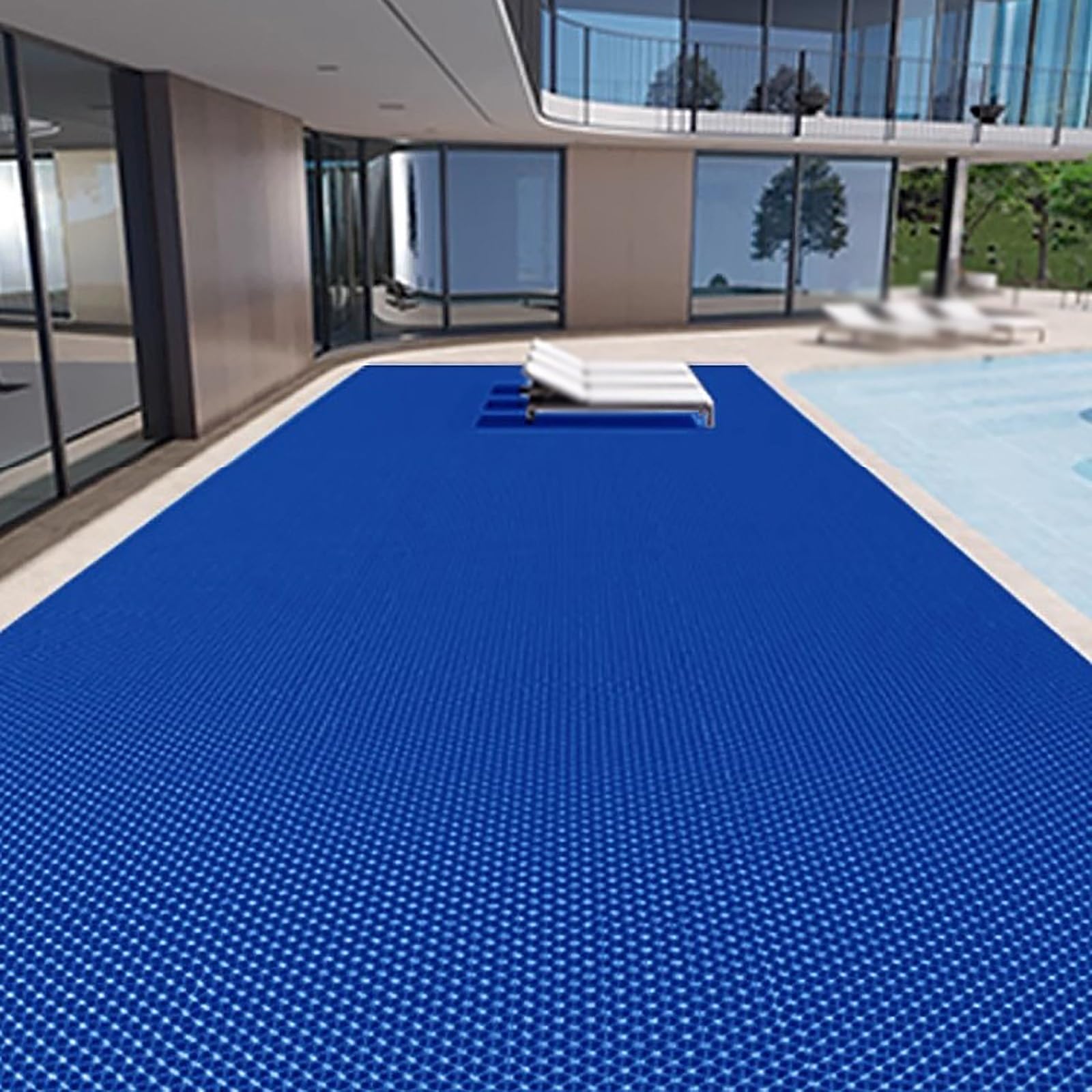 Tappetino drenante Antiscivolo in PVC a Rete Blu, di qualità Professionale, Adatto per bagni, cucine, soggiorni e Zone umide, 120x400 cm, Utilizzabile Sia all'Interno Che all'Esterno.