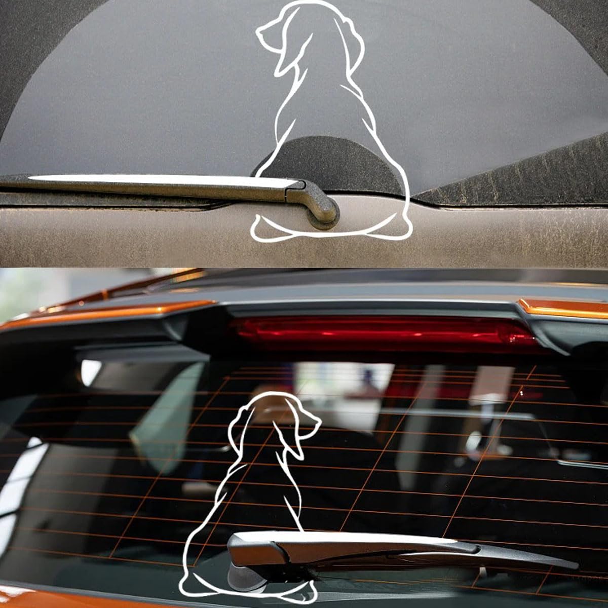 Dreothy Decalcomanie a forma di cane, impermeabile, decalcomania per tergicristallo posteriore, adesivo in vinile con divertente cane in movimento (rosso riflettente