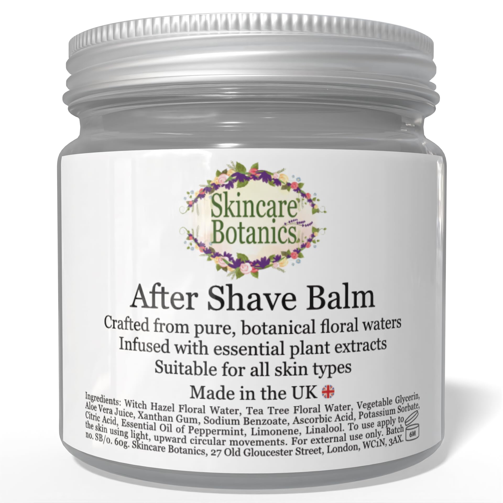 Organic & Natural After Shave Balm with pure Witch Hazel, Aloe Vera, Peppermint & Tea Tree