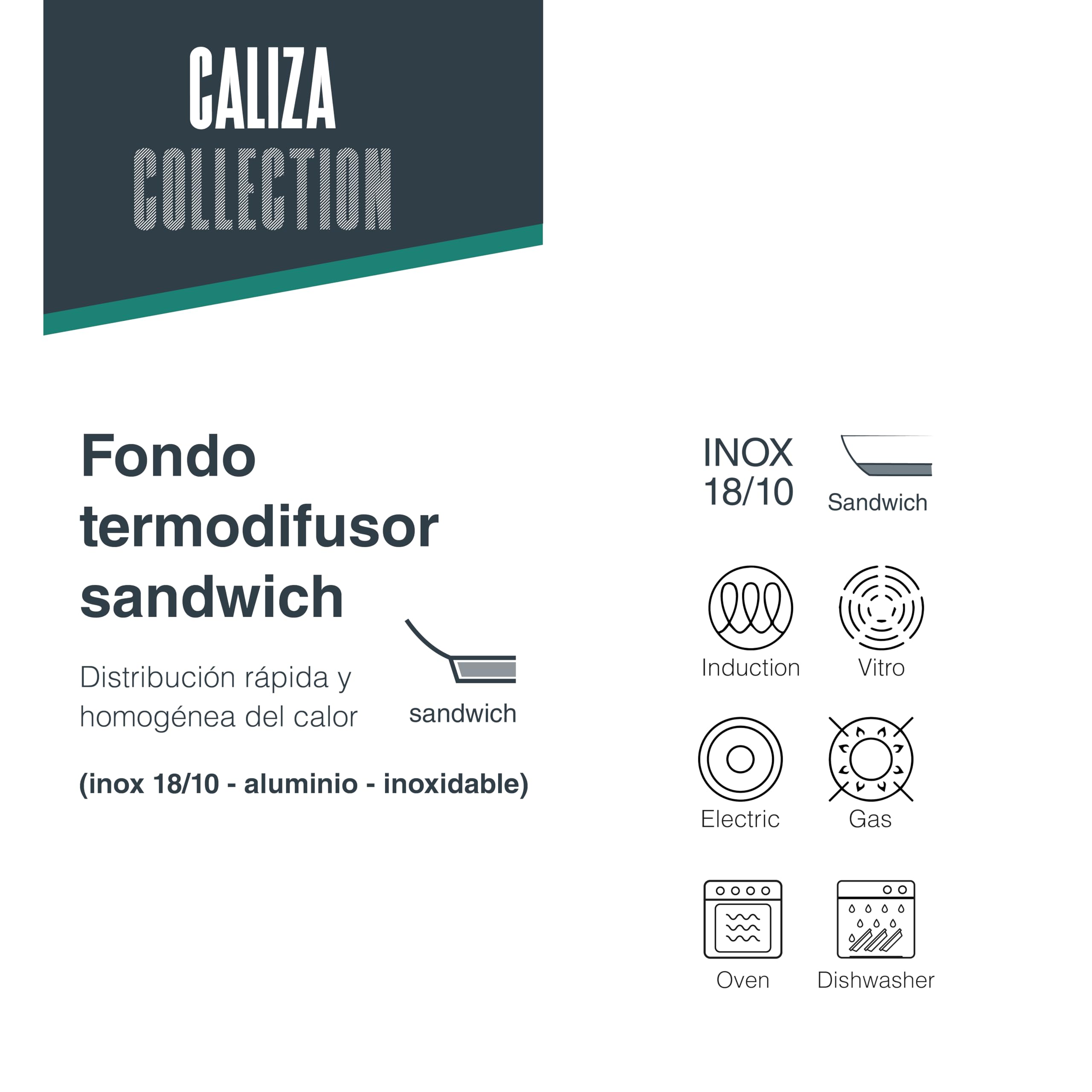 Lacor - 80714 - Pote Cilíndrico Caliza, Acero Inoxidable 18/10, Mango Baquelita, Triple Fondo Difusor, Compatible Inducción, Lavavajillas, ø14cm, 1.5 Litros