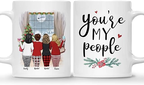 Miniatura 25 de Gossby Taza de café de Navidad personalizada para amigas, regalos de amistad personalizados para mujeres con diseño, nombre, regalo de mujer para 3