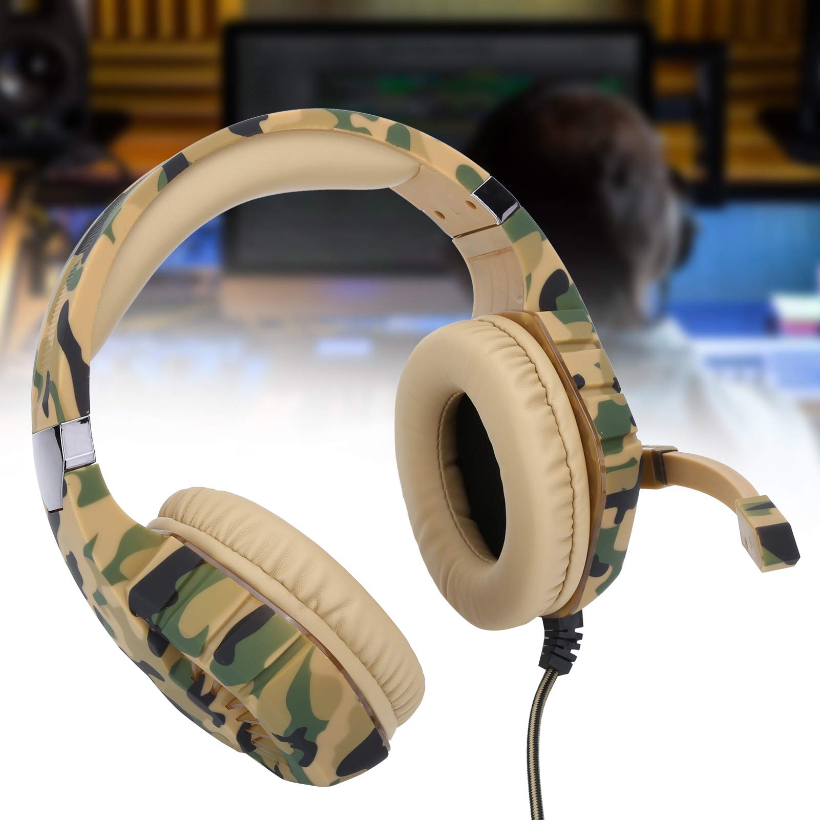 SIXRUN Przewodowy Zestaw Słuchawkowy do Gier, USB 7.1 Surround Sound,
