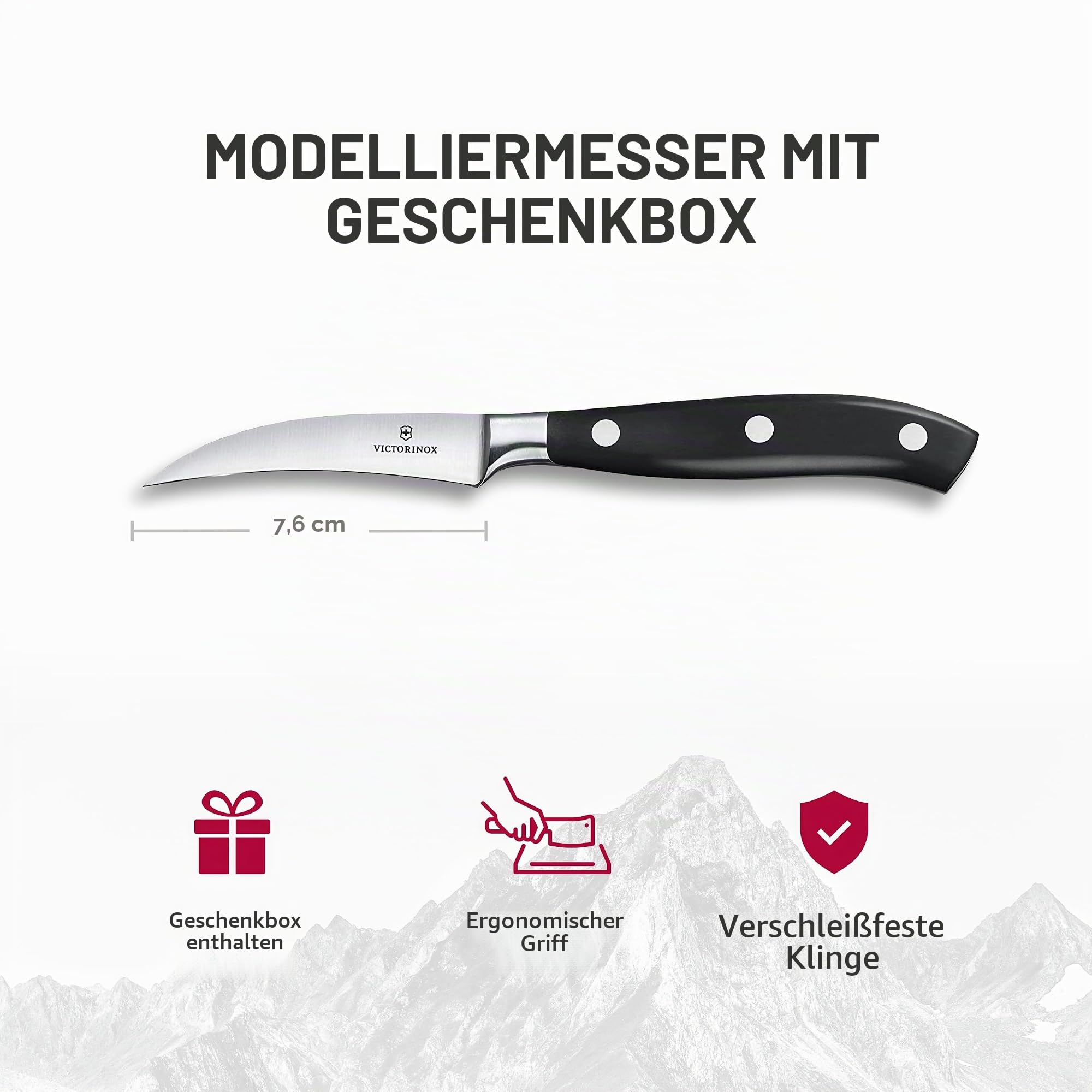 Victorinox Grand Maître, Profi Tourniermesser, Extra Scharfe Klinge, gerader Schliff, 8 cm, Kunststoffgriff, Rostfreier Stahl, schwarz