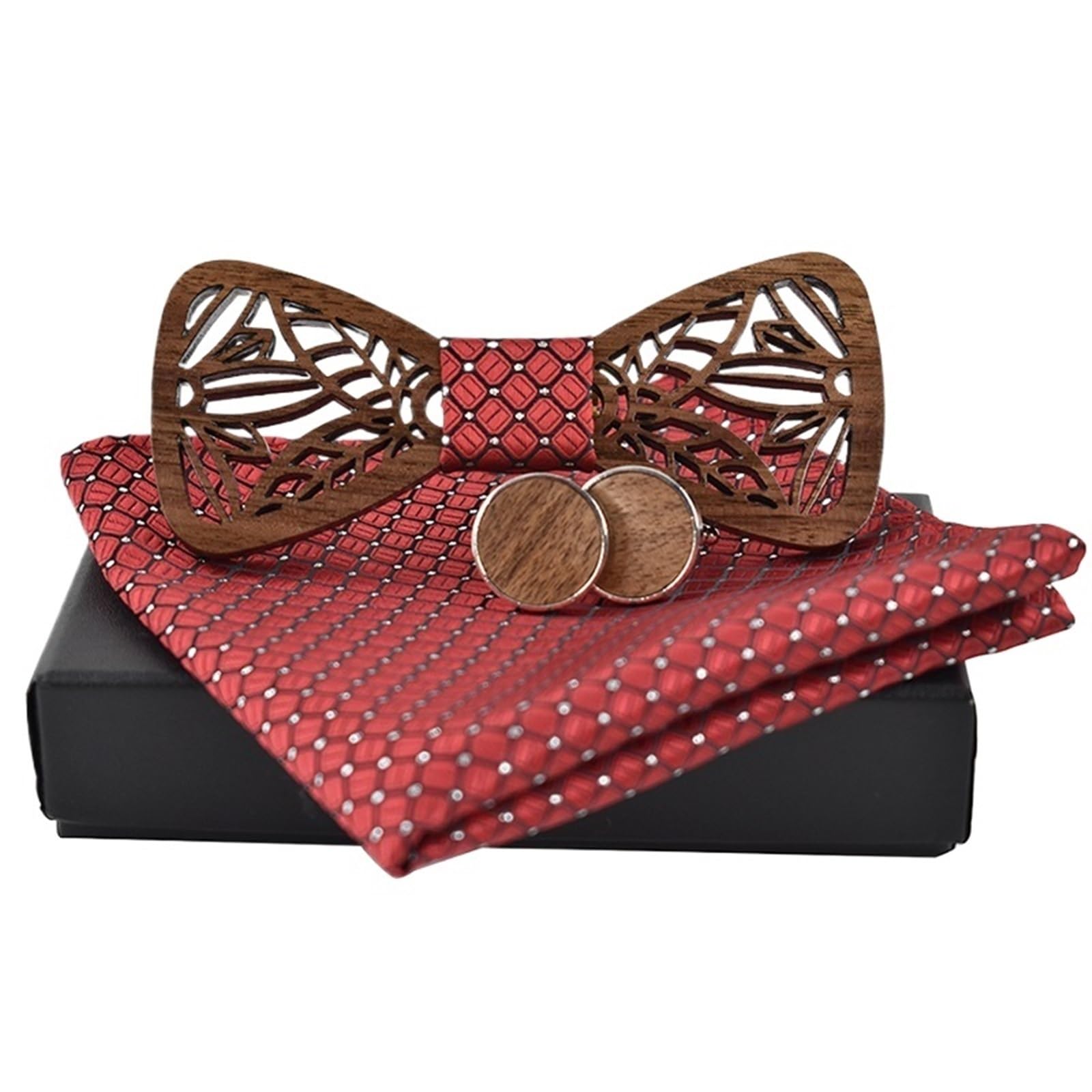 Pajaritas Hombre Conjunto de Pajarita de Madera y Corbata de Pajarita con pañuelo(Color5)
