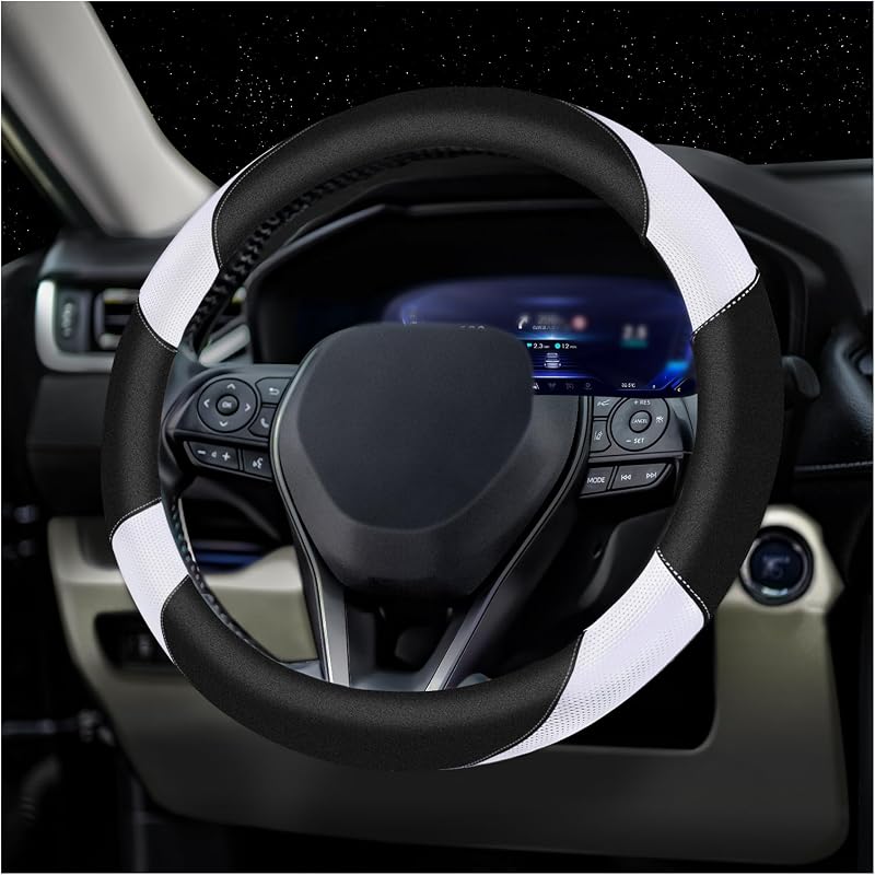 Capa de Volante em Couro Macio com Design Respirável e Pegada Antiderrapante para Volantes Redondos de 36,8–38,6 cm ESALFAUTO
