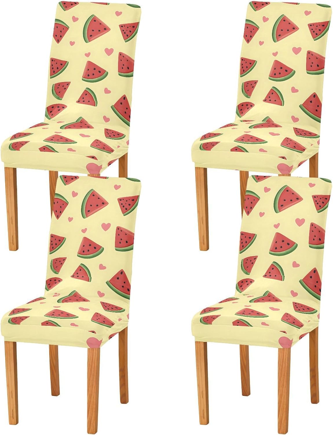 ALAZA Chair Covers for Dining Room, Watermelon Heart Pattern Stretch Chair Cover Sets Chair Protector Removable Washable for Ktichen Restaurant Hotel
