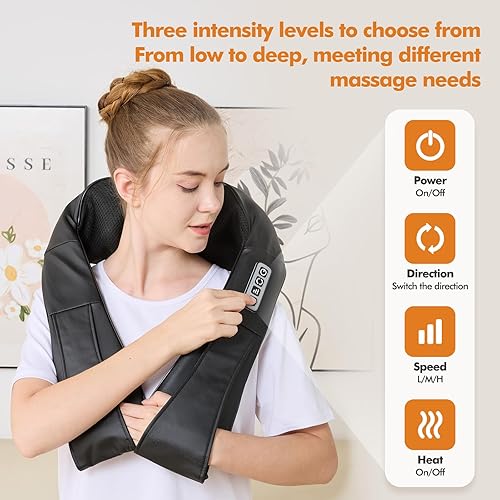 Miniatura 6 de Masajeador de cuello y hombros para masaje de hombros y masaje de cuello, masajeador de cuello Shiatsu con calor, masajeador de espalda Shiatsu para