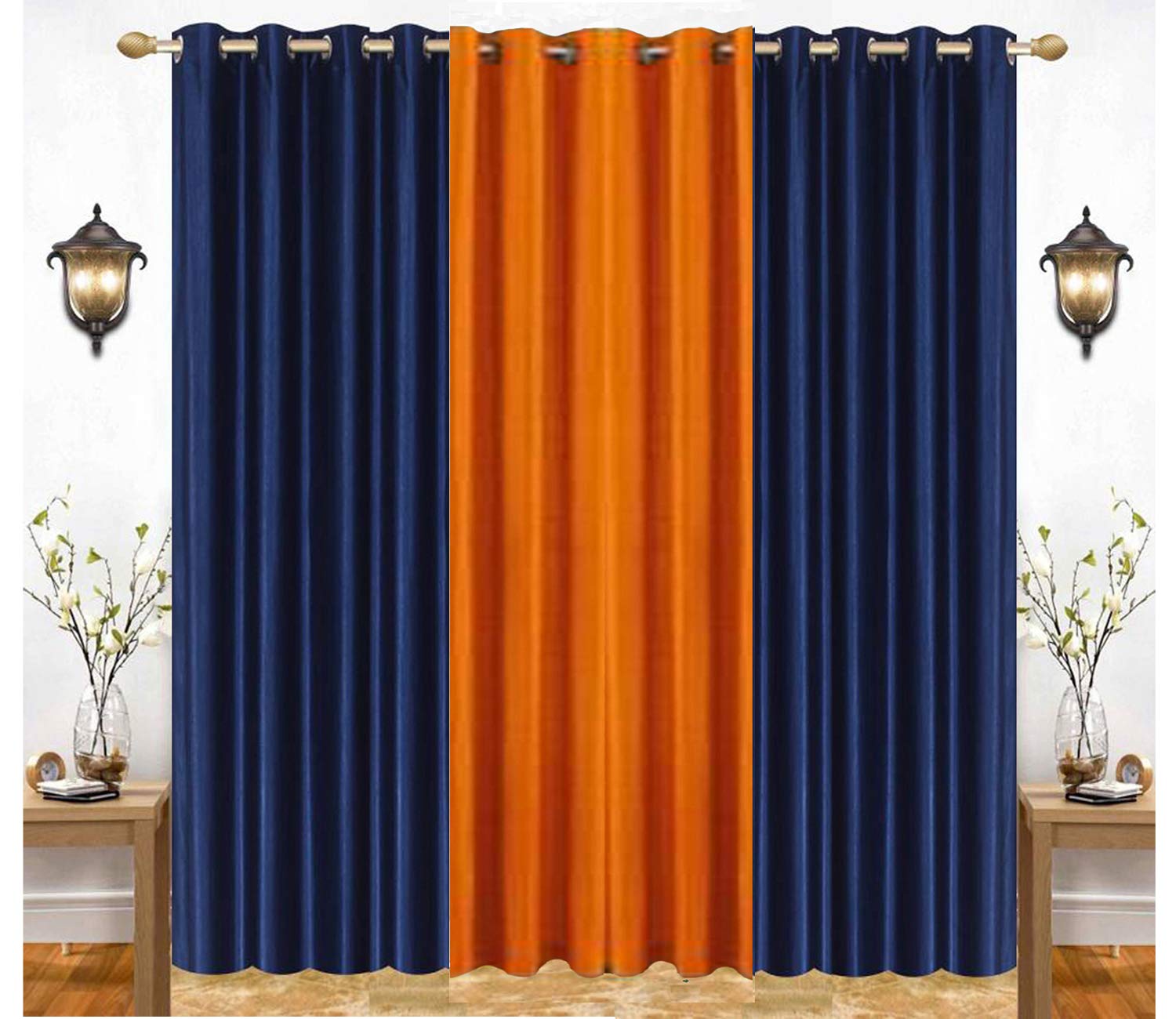 India Furnish Polyester Eyelet Window Length Curtain (60inX48in, Multicolor)- Pack of 3,
