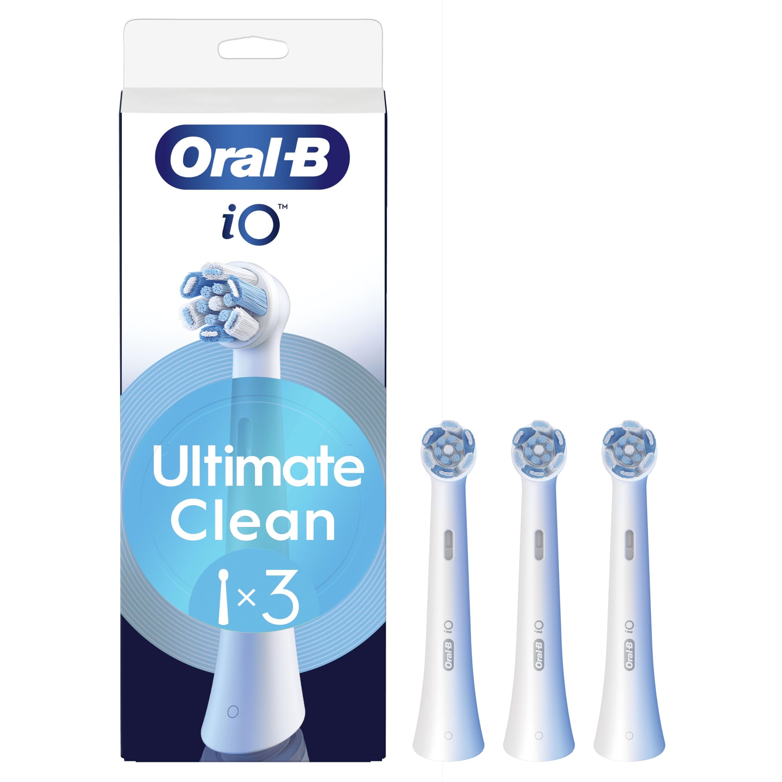 Oral-B Testine di Ricambio iO Series Ultimate Clean, testine rotonde originali, setole CrissCross, rimozione della placca, 3