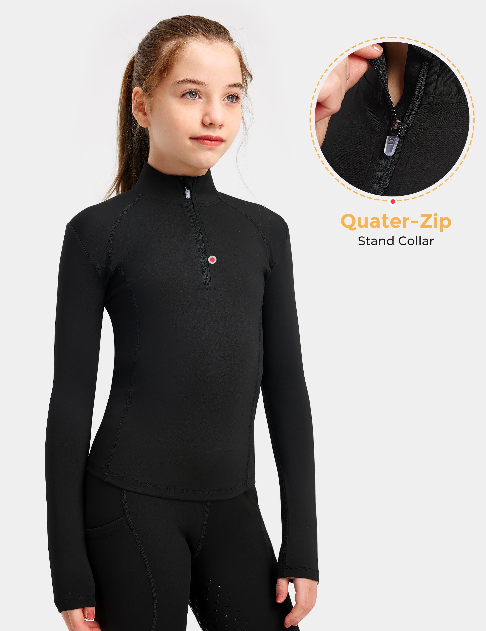 FitsT4 Sports Conjunto de equitación para niñas, conjunto de 2 piezas para equitación, camisa ecuestre para niñas y pantalones de silicona con parche en la rodilla