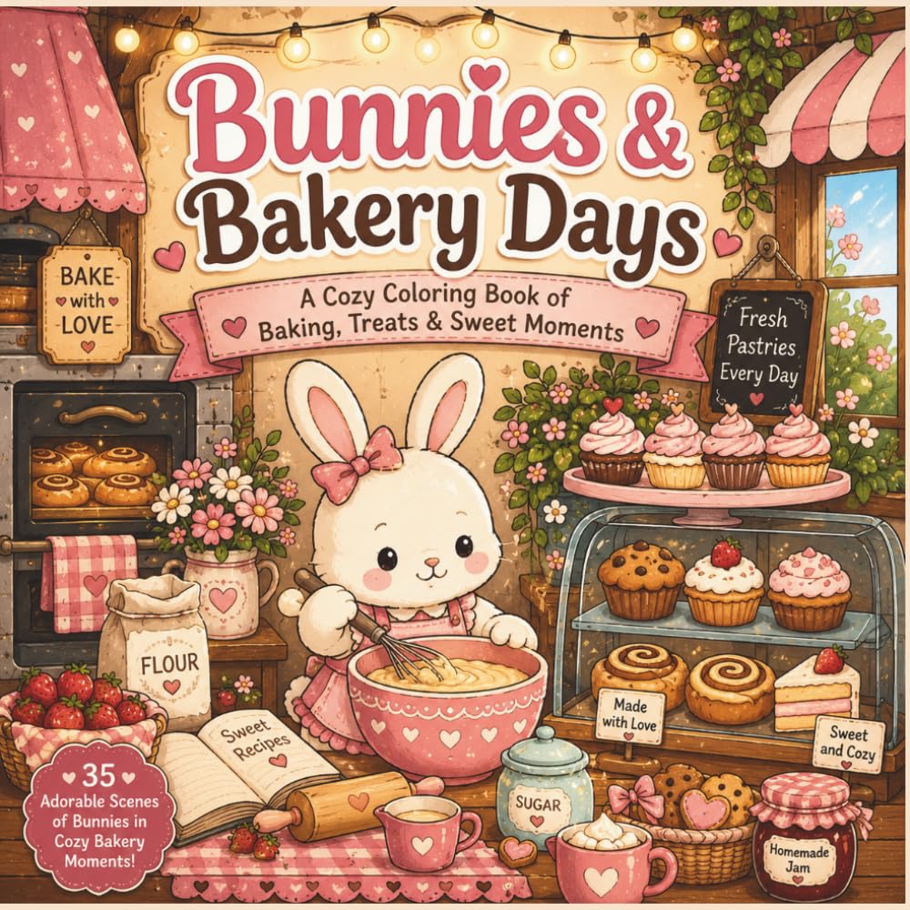 Bunnies & Bakery Days: A Cozy Coloring Book of Baking, Treats & Sweet Moments (The Cozy Critters Collection)