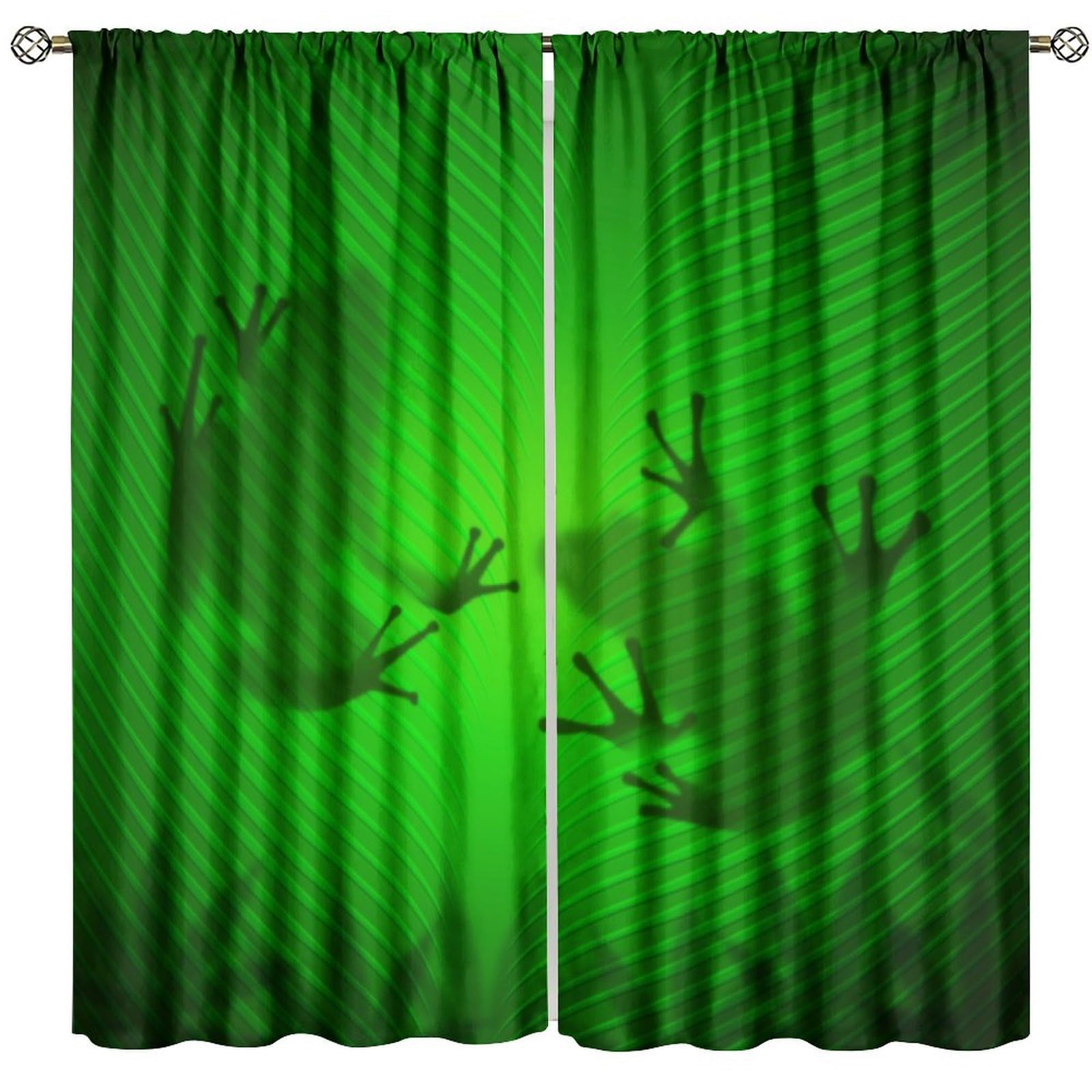 BenYaSong Frog Animal Blackout Window Curtain, Frog Shadow Silhouette on The Tree Leaf Tropical Jungle for Home Kitchen Restaurant Decoration Window Drapes 2Panel 63" W X 63" L