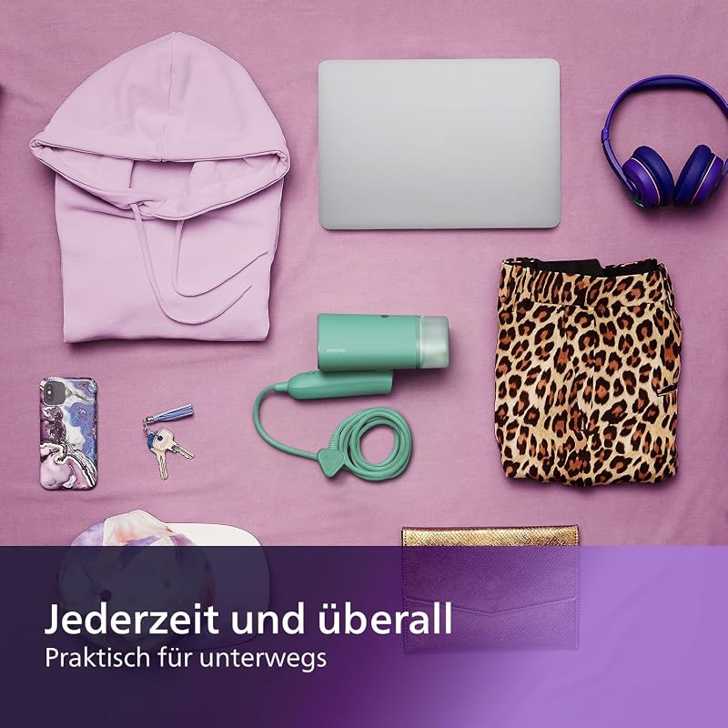 Philips 3000 Series hordozható gőzölő 1000W, kompakt összecsukható, 100ml tartály, 20g/perc gőz