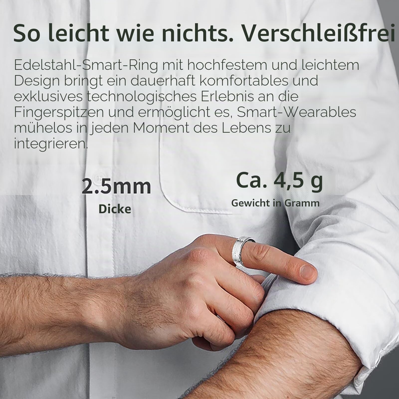 findtime Smart Ring Android IOS Smartringe für Herren Damen Schlaftracker Pulsmesser Schrittzähler Fitness Ring Tracker Smartring Fitnessring Herzfrequenz Sport Fitnesstracker Schwarz Gold Silber