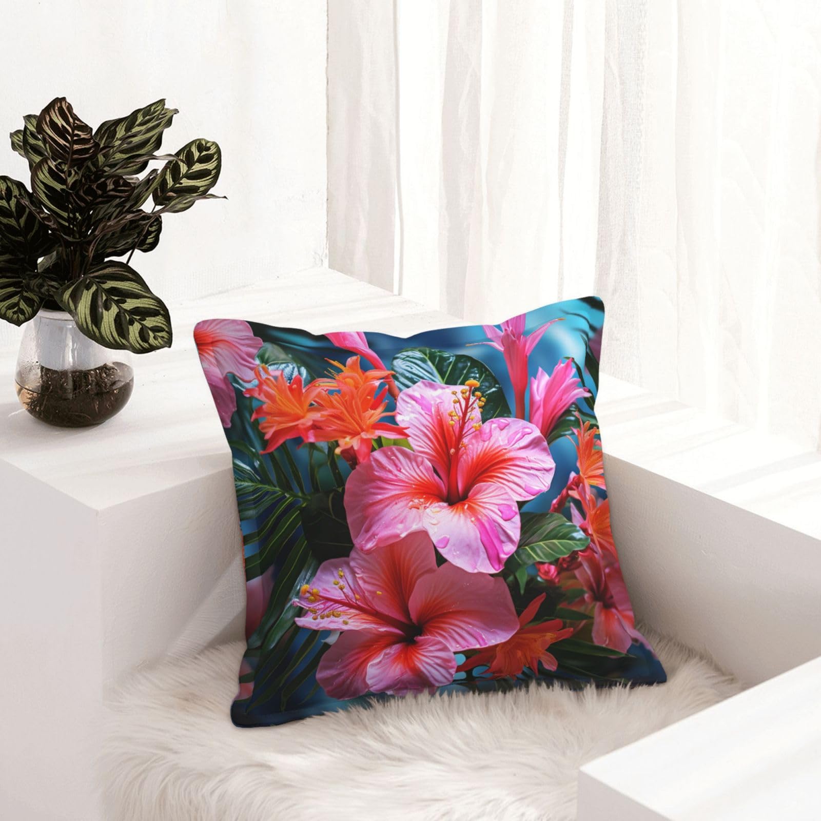 Housses de coussin en similicuir motif tropical 45x45 cm lot de 2