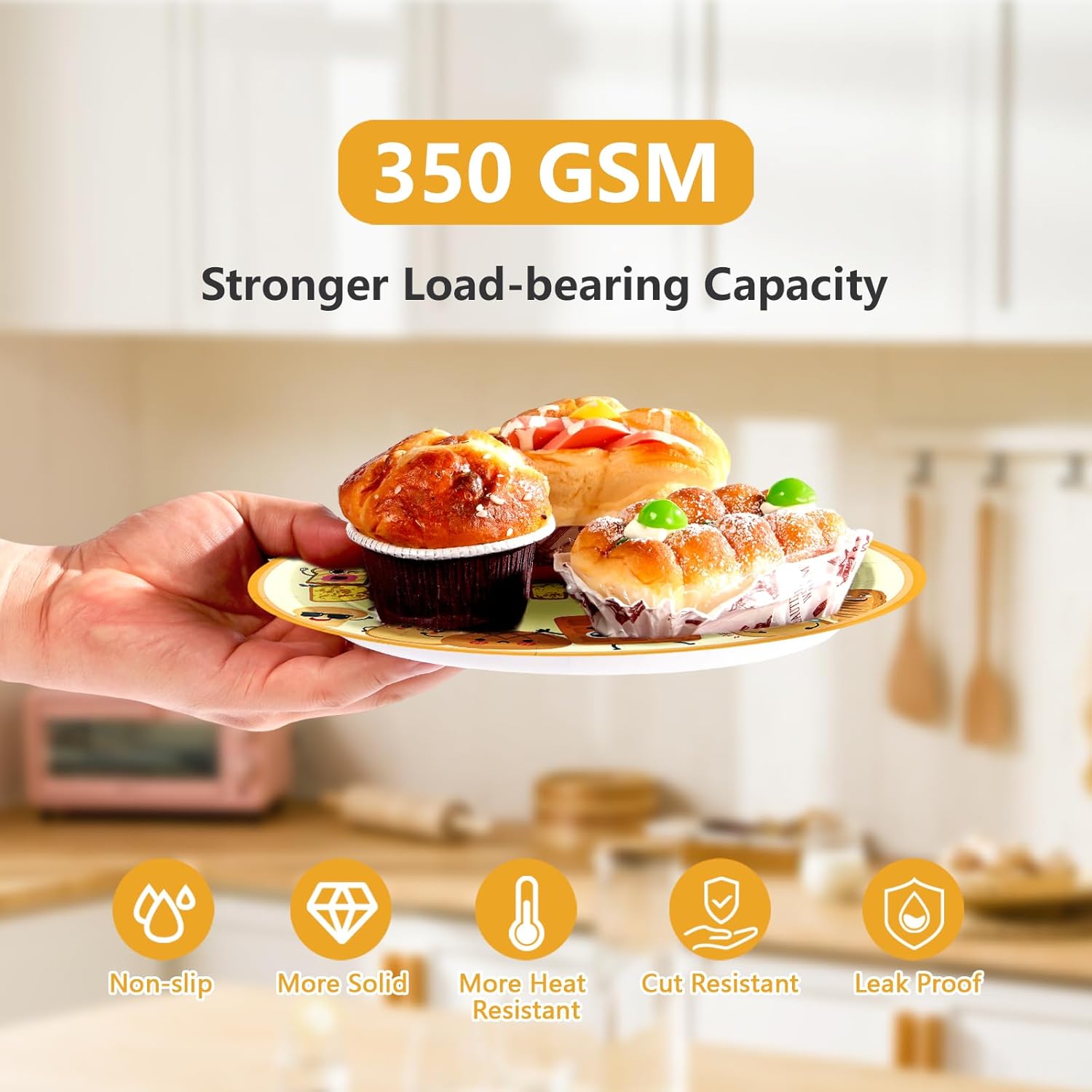 96Pcs Toast Bread Birthday Party Supplies Breakfast Bread Plates and Napkins Disposable Toast Food Theme Tableware Set for Kids Happy Birthday Party Decorations Serves 24