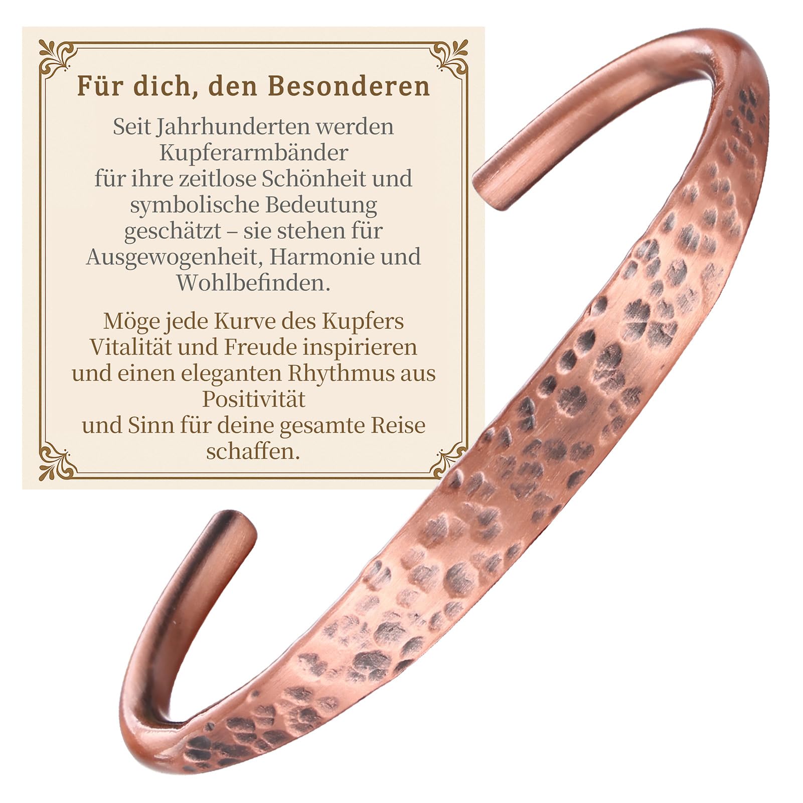 BioMag Pure Kupfer Armband - Kupfer Armband für Männer & Frauen - 100% Fest, Roh & Unbeschichtet Handgefertigte Tibetische Manschette Armband