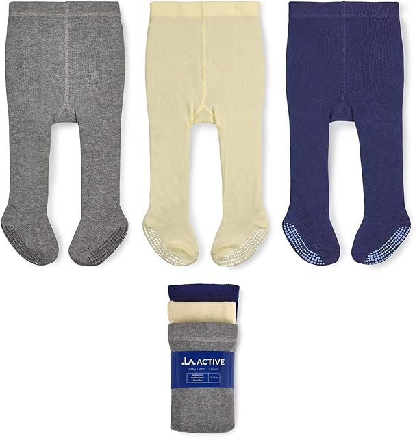LA Active Baby Tights - 3 Pairs - Non Skid/Slip Cotton