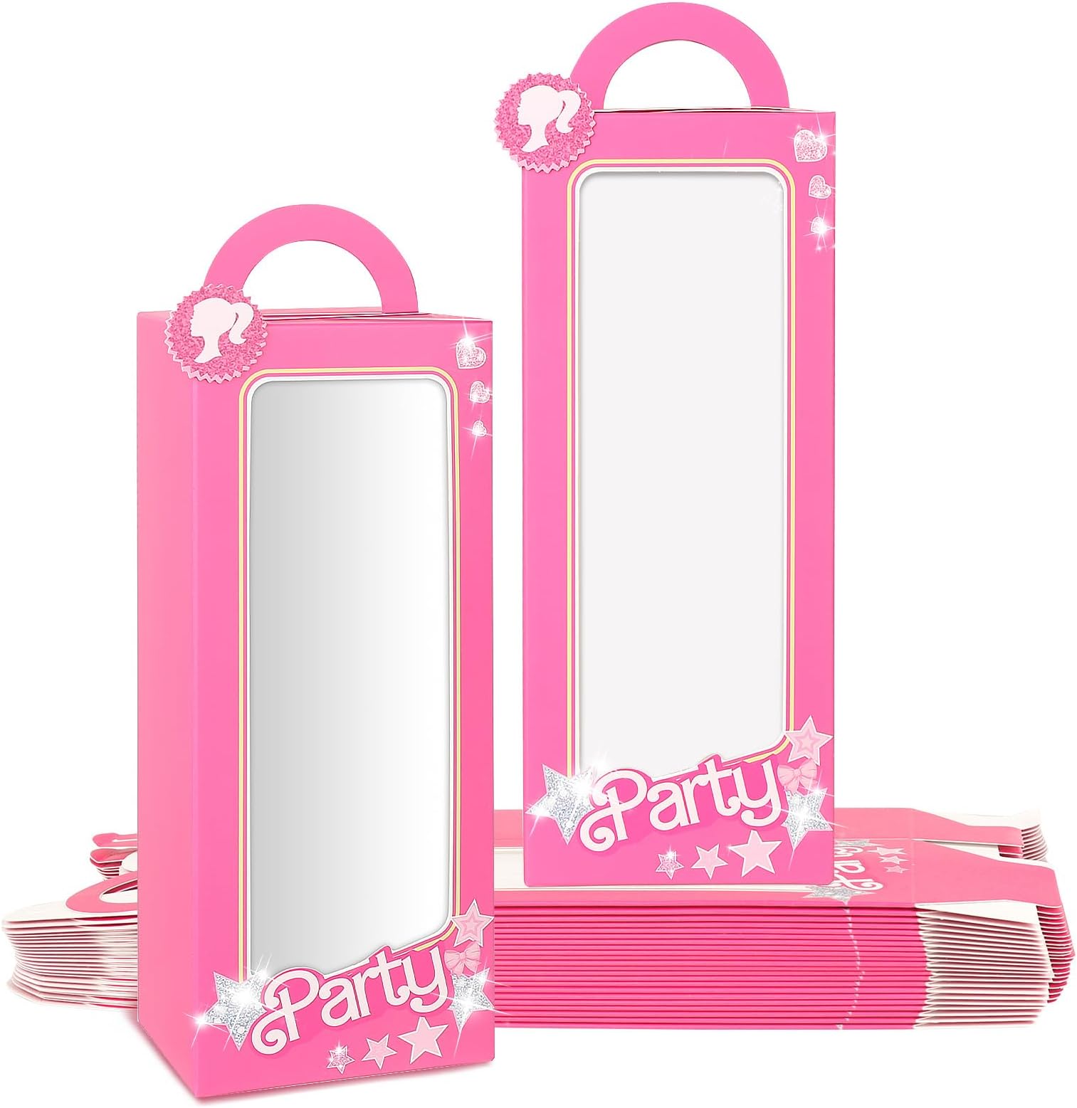 Dripykiaa Pink Doll Party Favor Boxes 24 Pack Doll Props Hot Pink Gift Box Goodie Bag Candy Treat Boxes Pink Birthday Bachelorette Party Decorations Supplies For Girls Women