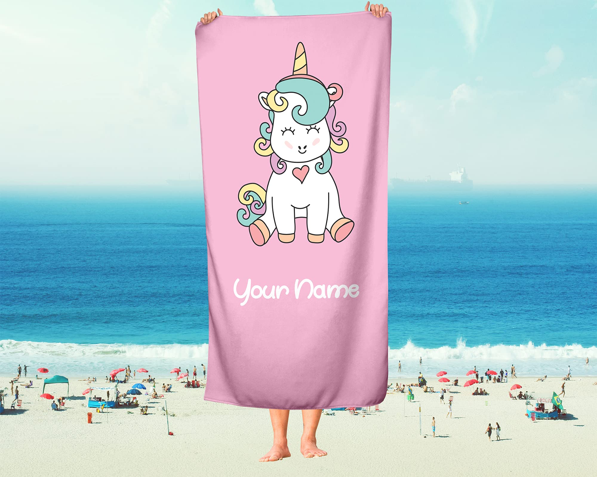 Personalized Unicorn Towel – Extra Large, Custom Name, 35x70 Inches, For Beach, Pool & Bath - View #10