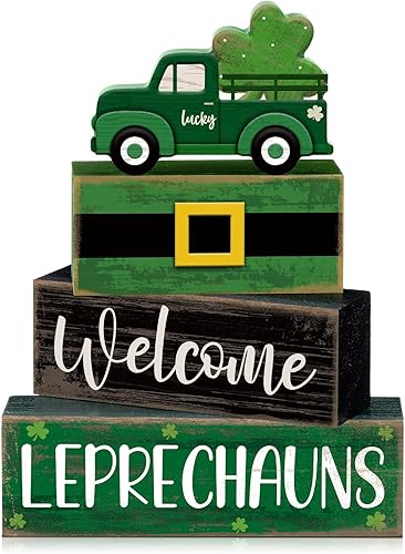 Miniatura 25 de 4 piezas de decoración de mesa de Navidad de madera de Papá Noel, decoración de bandeja escalonada de Navidad, letrero decorativo de bloques de Papá