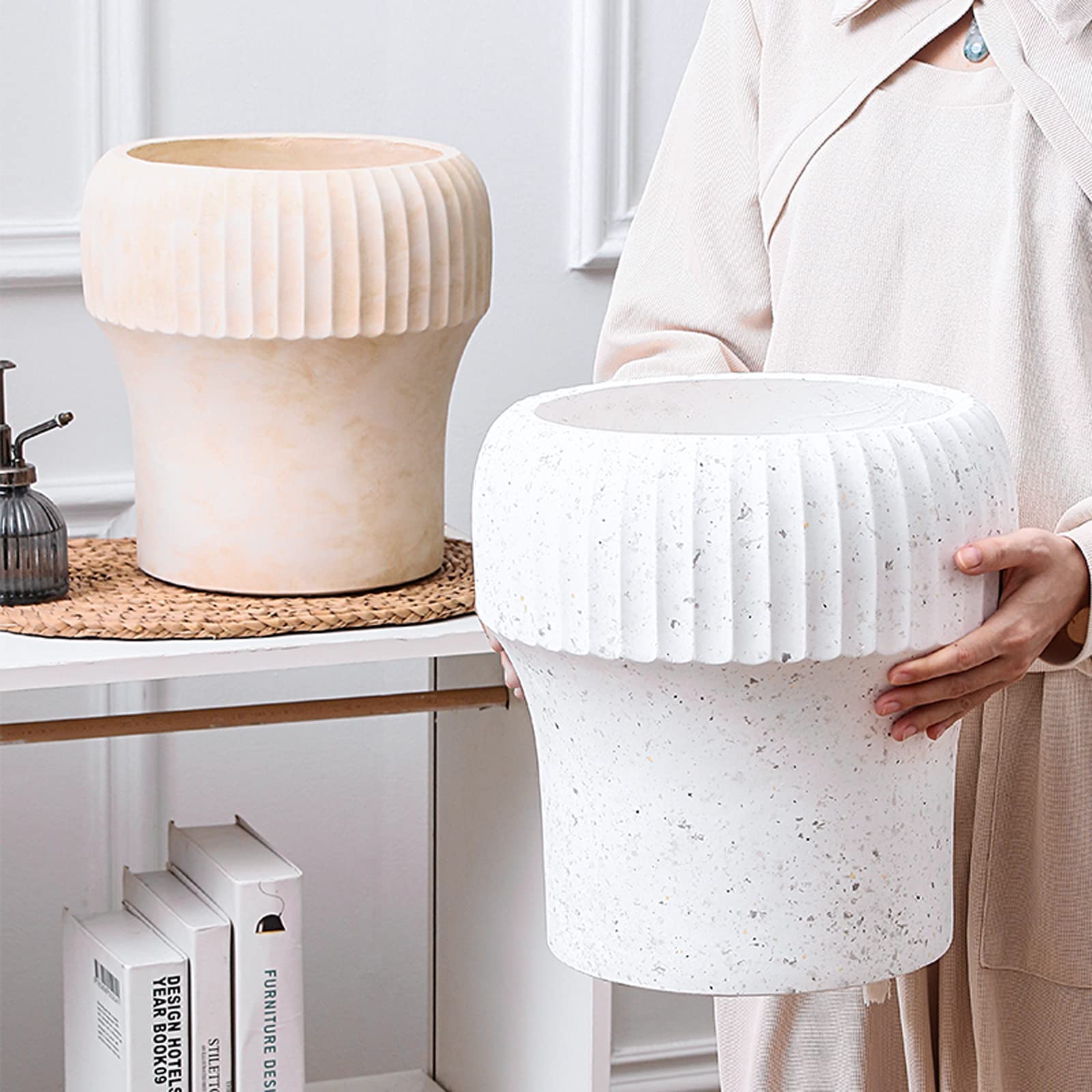 Vasi da Giardino Vasi da Fiori in Cemento, vasi da piantare Moderni con Foro di drenaggio, Vaso da Fiori Decorativo per l'home Office, fioriere per Interni ed Esterni