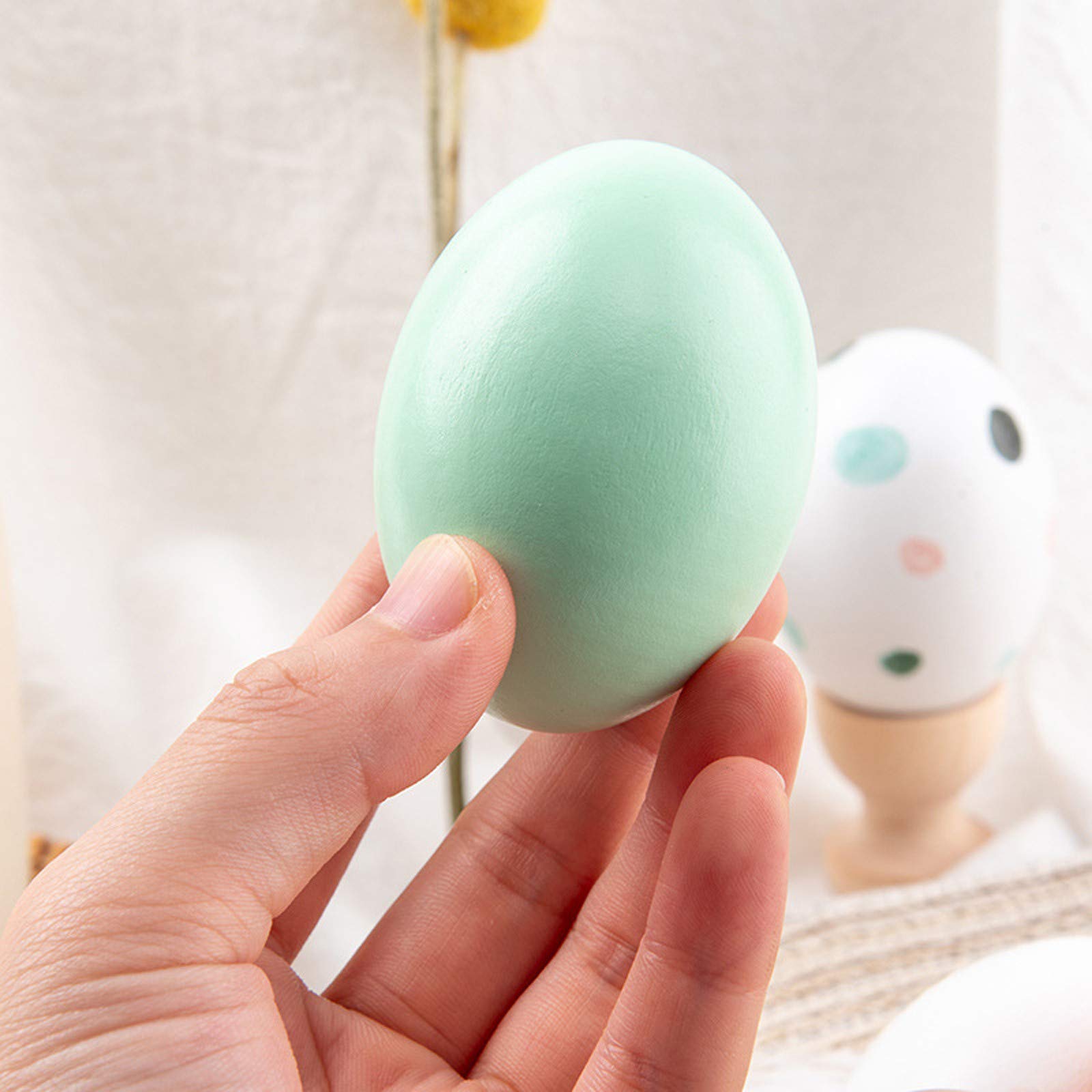 Lot De 7 œufs En Bois Artificiels - Simulation œufs De Poule (2.3 Pouces) - Pour Décoration, Pâques, Encouragement Ponte, Ou Bricolage Peinture